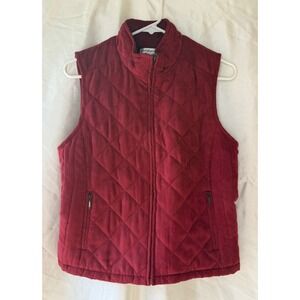 Womens Croft & Barrow Quilted Zip Up Vest Drawstring Back Small Zip Pockets